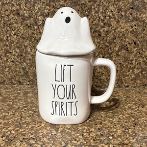 Rae Dunn White Ghost Mug with Lid